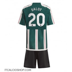 Manchester United Diogo Dalot #20 Seconda Maglia Bambino 2023-24 Manica Corta (+ Pantaloni corti)